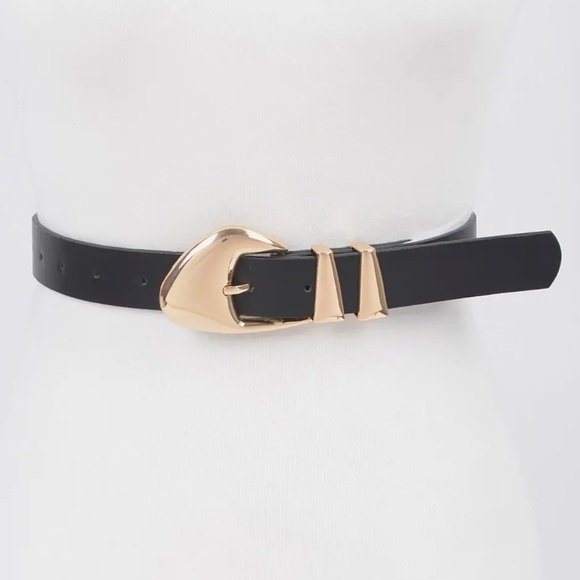 Gold Multi Metal Metal Buckle  Black Belt main image 4